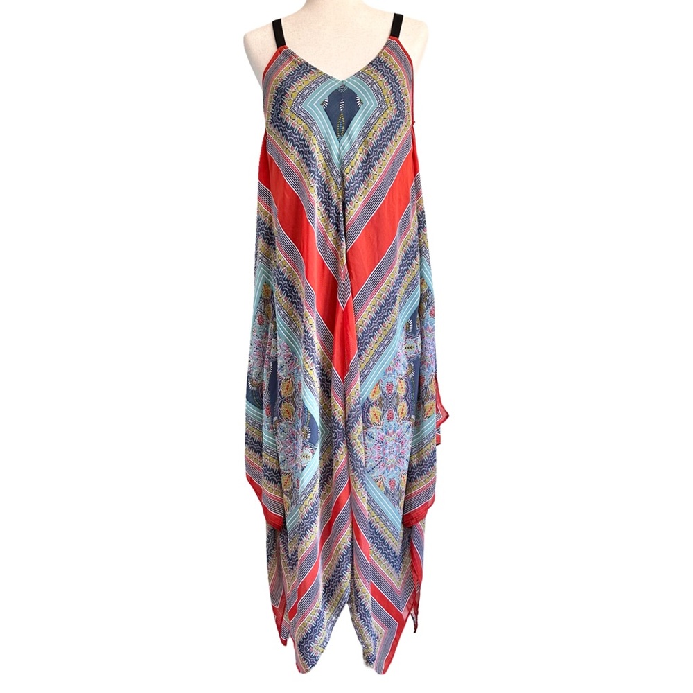 GNW Boho Floral Maxi Scarf Dress Women's Medium Resort Summer Vacation Beach